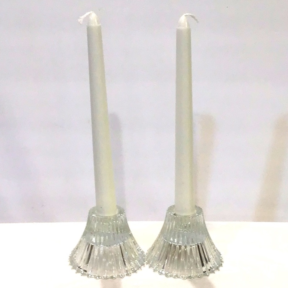 Pair Vintage Crystal Candle Holders
